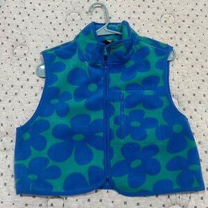 blue patterned vest
